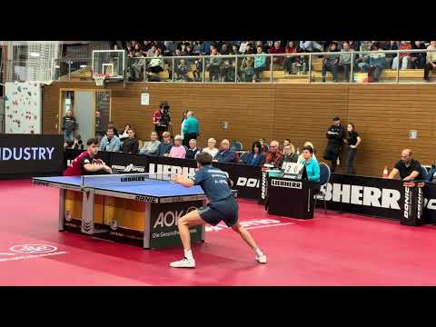 Andreas Levenko - Juan Perez Bundesligaspiel TTF Liebherr Ochsenhausen - TTC OE Bad Homburg  1. Satz