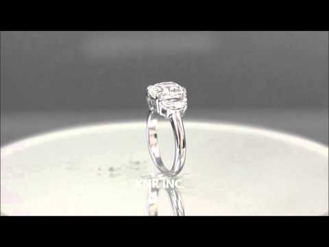 18K WHITE GOLD CUSHION CUT DIAMOND ENGAGEMENT RING 2.80CT - KNR INC - 815