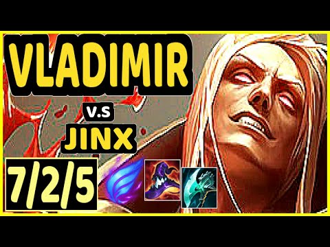 ELITE500 (VLADIMIR) vs JINX - QUADRAKILL 7/2/5 KDA BOTTOM ADC GAMEPLAY - EUW Ranked GRANDMASTER