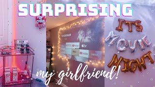surprising my girlfriend with an epic movie night!!