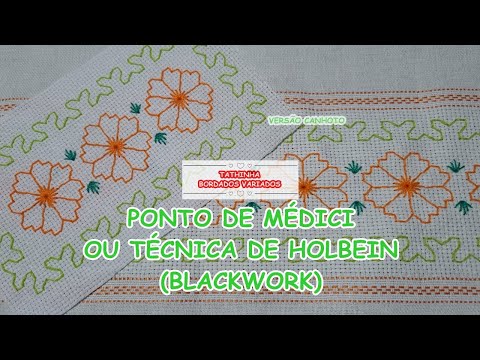 *297* (BLACKWORK) PONTO DE MÉDICI OU TÉCNICA DE HOLBEIN VERSÃO CANHOTO - Tathinha Bordados Variados