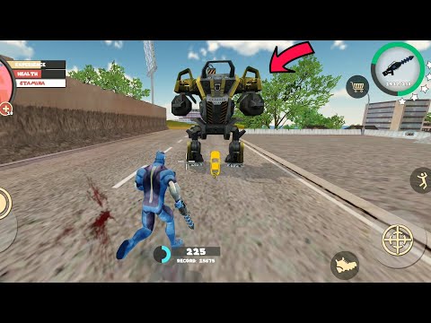 Rope Hero: Vice Town (Spawn a BD-100 on Army Base) BD-100 vs Police Robot Car - Android Gameplay HD