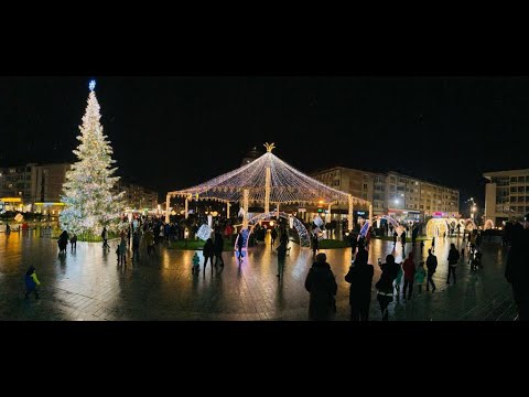 Lighting of holiday lights in the center of Suceava, with the first snowfall