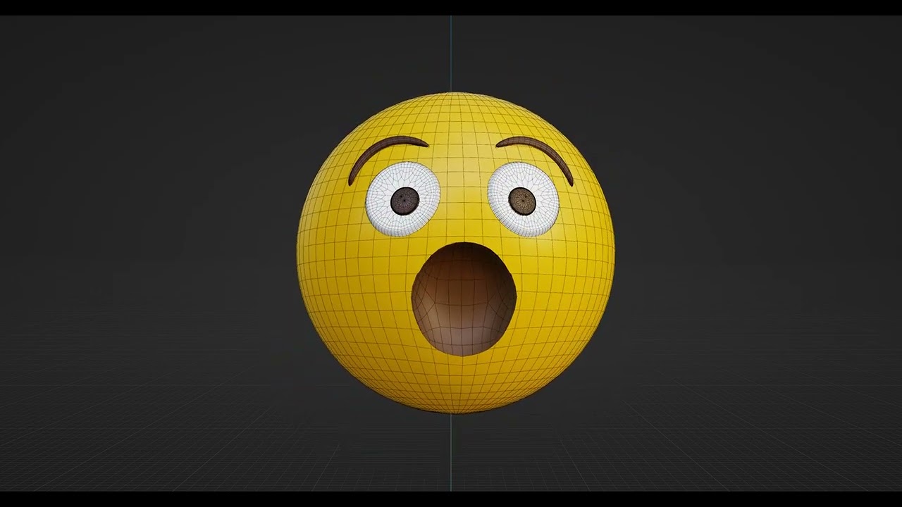 Suprised or Amazed Yellow Ball Emoticon Emoji or Smiley Animation Loop