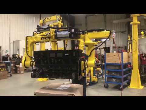 End of Hook Engine Block Gripper Manipulator in use