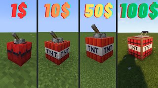 1$ vs 10$ vs 50$ vs 100$ tnt explosion /Minecraft
