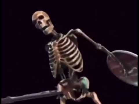 yelling skeleton banging shield