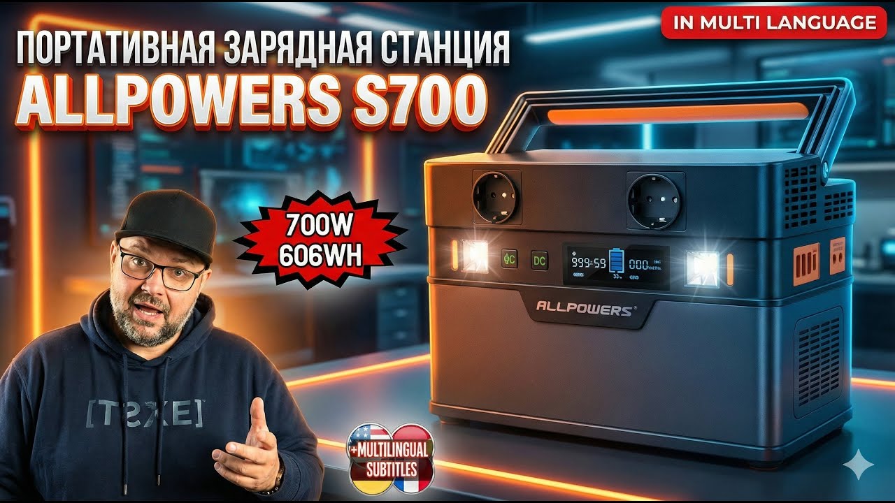 СУПЕР ПОРТАТИВНАЯ ЗАРЯДНАЯ СТАНЦИЯ ALLPOWERS S700 НА 606WH. ПОЛНЫЙ ОБЗОР С ТЕСТАМИ. ДО