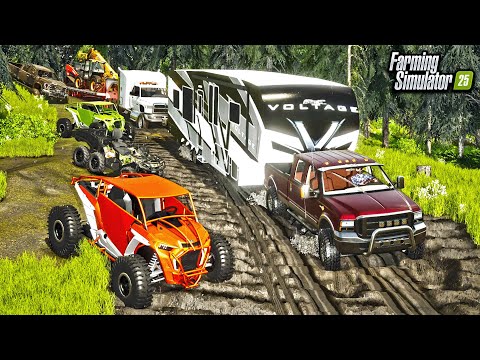 LIFTED TRUCK MUDDING & OFFROADING UP OLD LOGGING ROAD! (STUCK BAD!) |  FS25