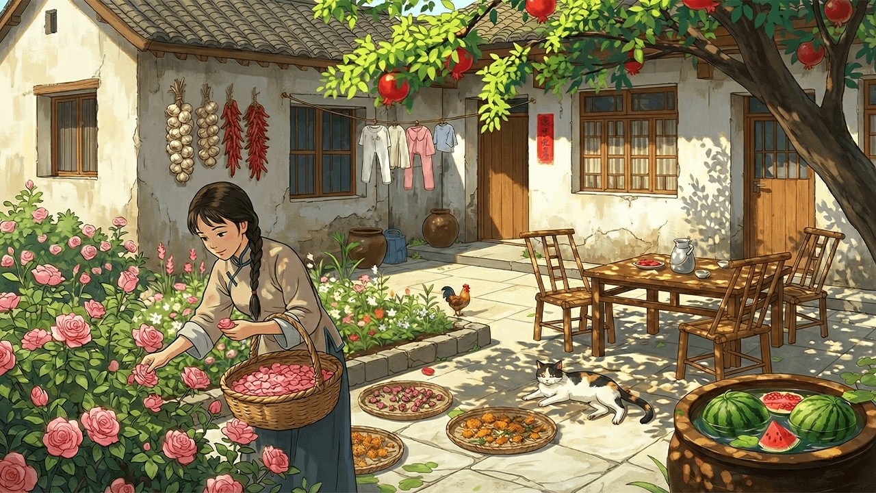 Yunnan's Spring: Harvesting Roses, Making Cakes and Enjoy Tea Amidst a Rose Garden | Ghibli Vibe