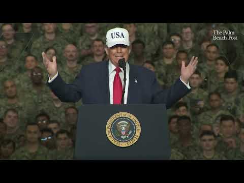 Trump rants about magnets vs. water power for aircraft carrier catapults during speech to troops