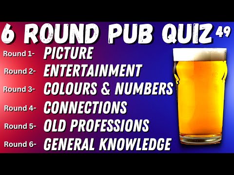 Virtual Pub Quiz 6 Rounds: Picture, Entertainment, Colours & Numbers, General Knowledge No.49