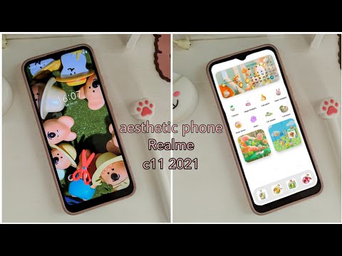 how to customize aesthetic ios 15 on android phone (Realme c11 2021) cute 3d illustration theme