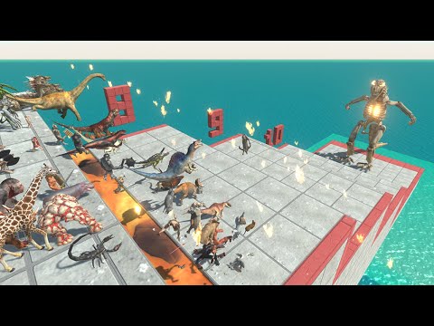 10 Levels of Giant Stairs Challenge | Godzilla vs Skeleton Godzilla - Animal Revolt Battle Simulator