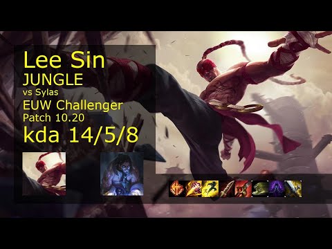 Lee Sin vs Sylas Jungle - EUW Challenger 14/5/8 Patch 10.20 Gameplay