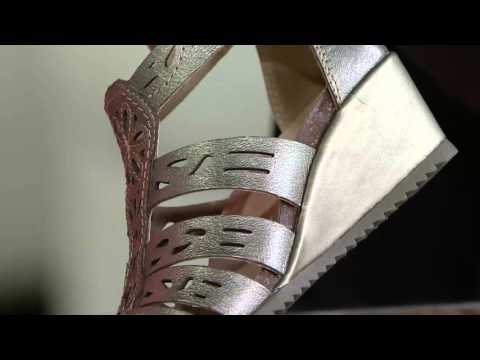 Earth Origins Leather Perforated Multi-strap Wedges - Ruby on QVC