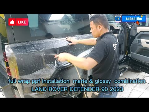 full wrap ppf film installation matte & glossy combination. to LAND ROVER DEFENDER 90 2023