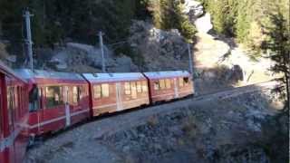 preview picture of video 'Stadler Allegra motor coach squeaking through narrow curves on Bernina railway.'