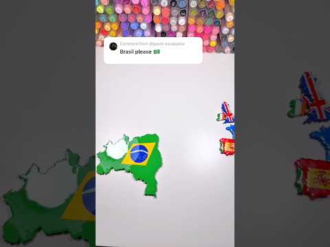 Painting Brazil 🇧🇷 Flag on a 3D Printed Puzzle #country #puzzle #diy #world #flag #drawing #map