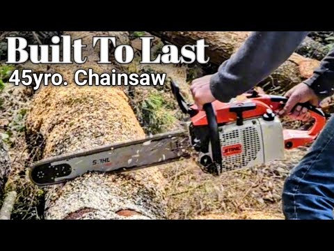 Vintage Stihl 032 Chainsaw Cutting Firewood