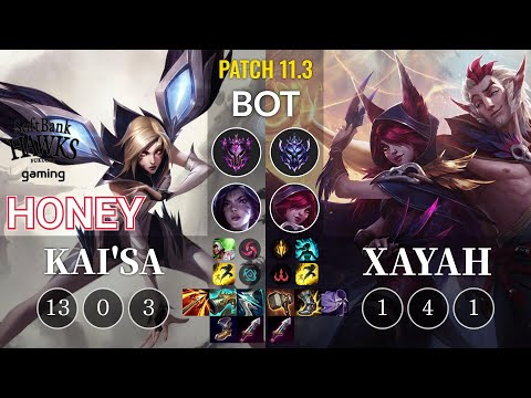 SHG Honey Kai'Sa vs Xayah Bot - KR Patch 11.3