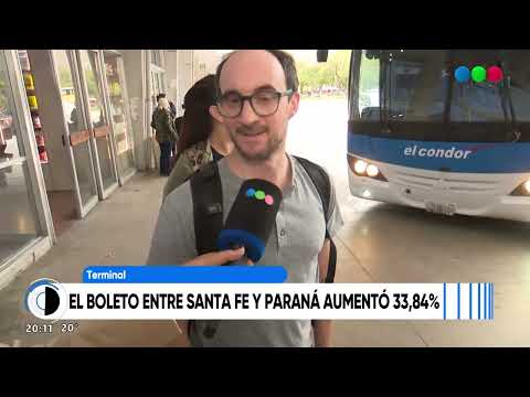 El boleto de colectivo entre Santa Fe y Paraná aumentó un 33,84%