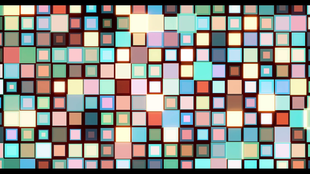 Animated mosaic from multi-colored squares. Looped geometric background. Decorative screensaver.