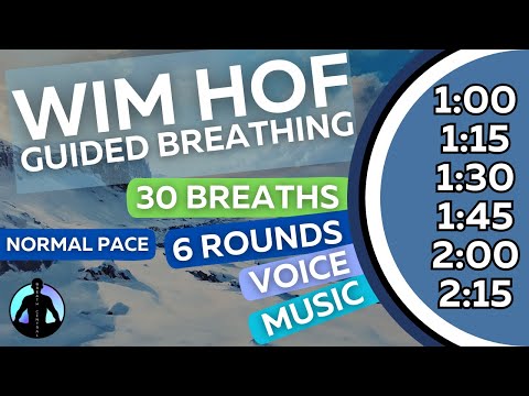 WIM HOF Guided Breathing | 30 Breaths 6 Rounds Normal Pace | Up to 2:15min