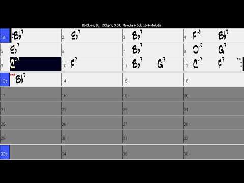 VIDEO-BACKING TRACK: Bb BLues 130bpm NO PIANO