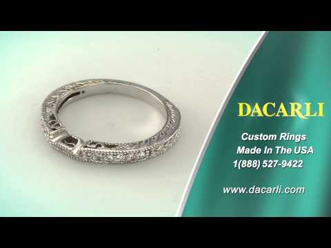 Matching Notched Antique Diamond Wedding Band With Pave Diamonds
