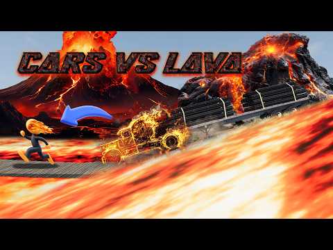 Cars vs Lava river and broken bridge - BeamNG Drive. #beamngexperiments  #gta #beamngdrive