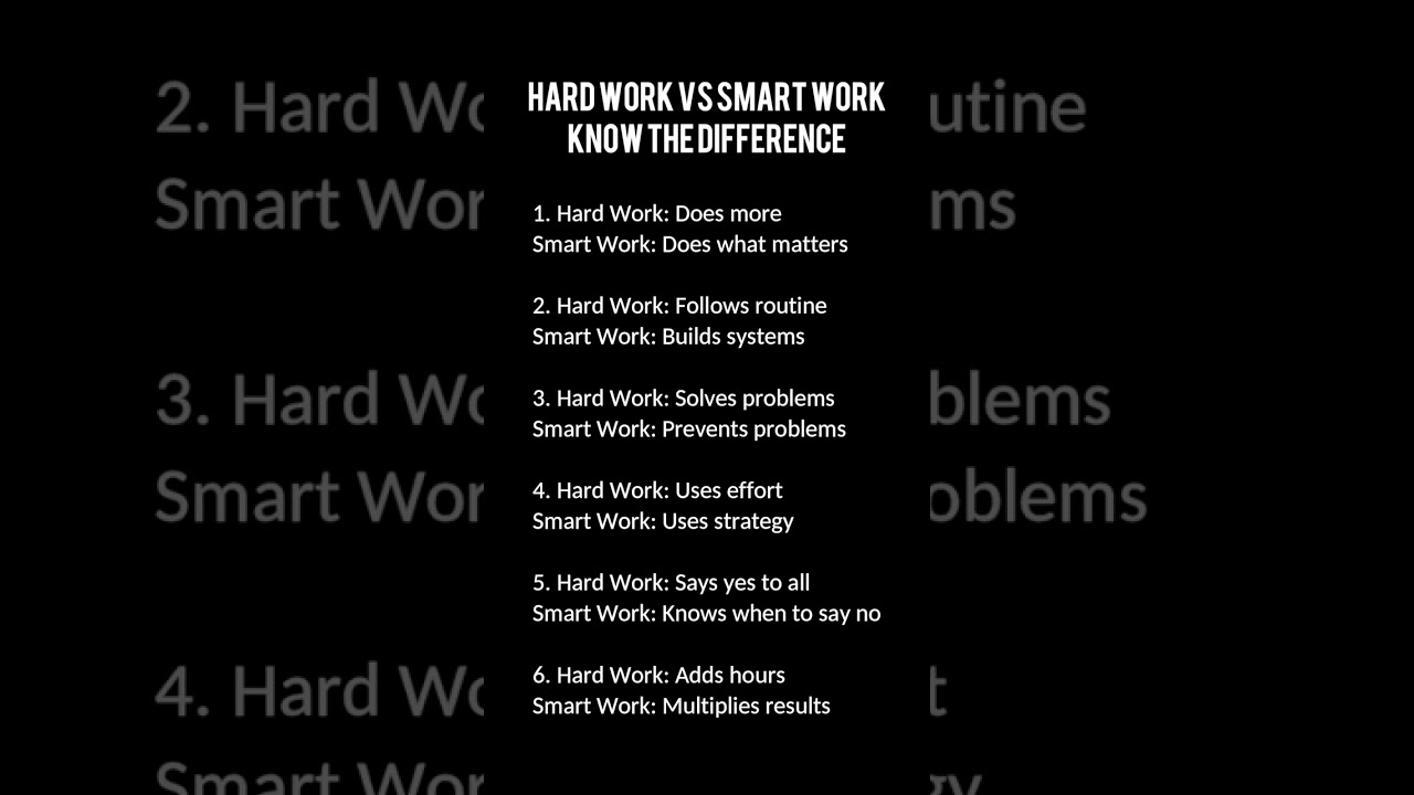 Hard Work vs Smart Work — Know the Difference #SmartWork #HardWorkVsSmartWork #LifeSkills