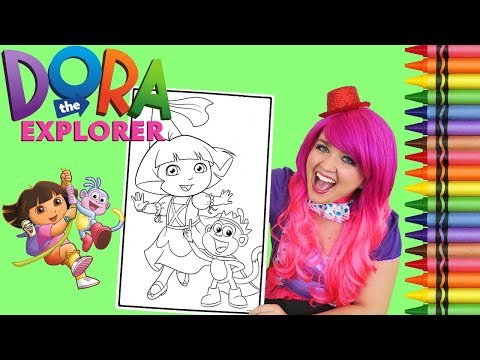 Coloring Dora The Explorer Princess GIANT Coloring Book Page Crayola Crayons | KiMMi THE CLOWN Video