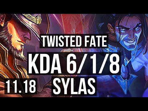 TWISTED FATE vs SYLAS (MID) | 6/1/8, 2.4M mastery, 1000+ games, Dominating | EUW Master | v11.18
