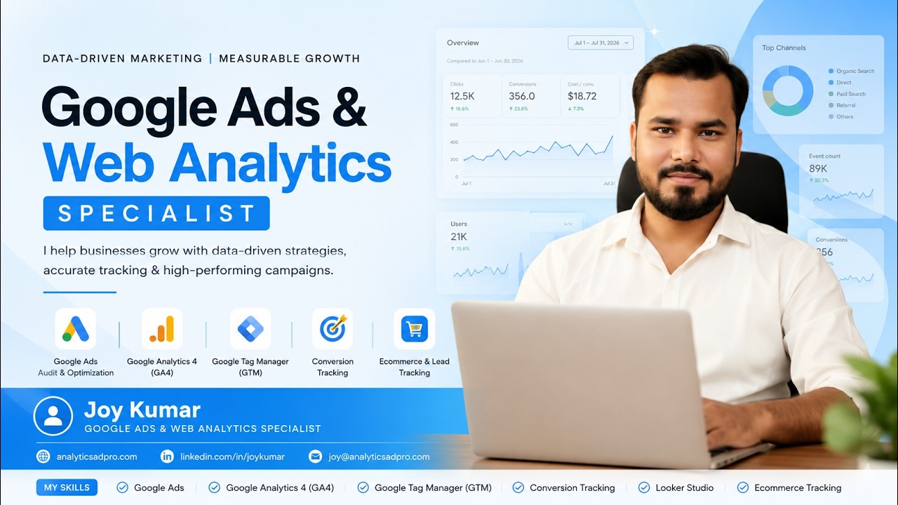 Joy Kumar introducing his Google Ads and analytics work