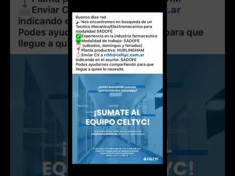 Técnico electromecánico,  Hurlingham,  Buenos Aires #empleo   SADOFE  #Annika #annikaargentina