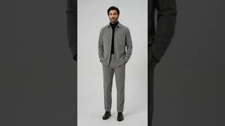 Mens Corduroy Shirt and Pants Walking Suit in Winter Cotton Fabric Casual in Color Grey leisure Style video