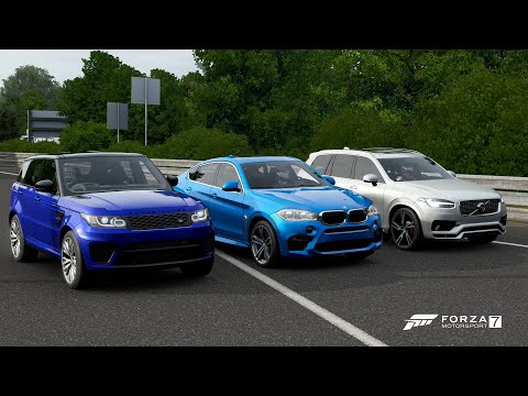 Forza 7 Drag race: Range Rover Sport SVR vs BMW X6 vs Volvo XC90 R-Design