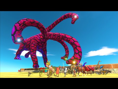 ESCAPE FROM HYDRA SPIDER-MAN BRACHIOSAURUS DINOSAUR -Animal Revolt Battle Simulator