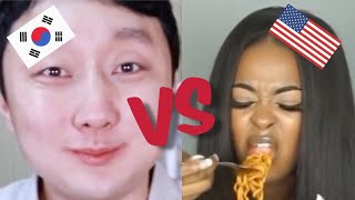 🔥Koreans VS Non-Koreans eating SPICY NOODLES! 🔥😱