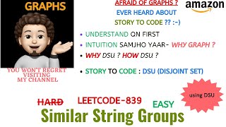 YouTube video 'Similar String Groups | Leetcode - 839 | DSU | AMAZON | Explanation ➕ Live Coding'