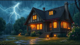Relaxing Thunderstorm at Night 🌙 Heavy Rainfall & Lightning Ambience