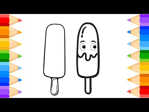 Easy ice cream drawing for kids || Ice cream drawing and colour