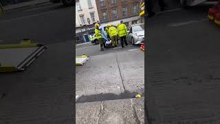 Bus and taxi crash in Dublin city with driver of bus been ko,d 😲