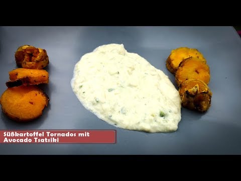 Rezept: Süßkartoffel Tornados mit Avocado Tsatsiki - Daughter and Dad's Sizzlezone