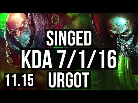 SINGED vs URGOT (TOP) | 7/1/16, 400+ games | KR Master | v11.15