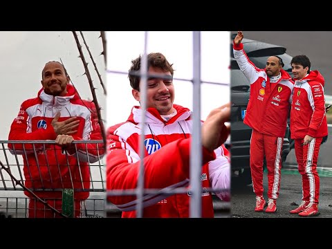 Leclerc and Hamilton go to greet the Tifosi after the SF-26 livery reveal.