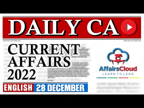 Current Affairs 28 December 2022 | English | By Vikas | Affairscloud For All Exams