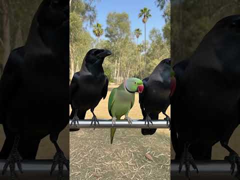 Crow Sound 🥰 Crows Confront an Indian Talking Parrot #sound #animalsounds