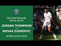 Jordan Thompson vs Novak Djokovic | Second Round Highlights | Wimbledon 2023